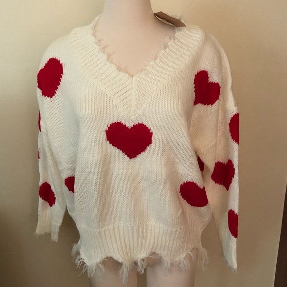 ❤️BE MINE SWEATER❤️HEARTS❤️DISTRESSED - Picture 6 of 8